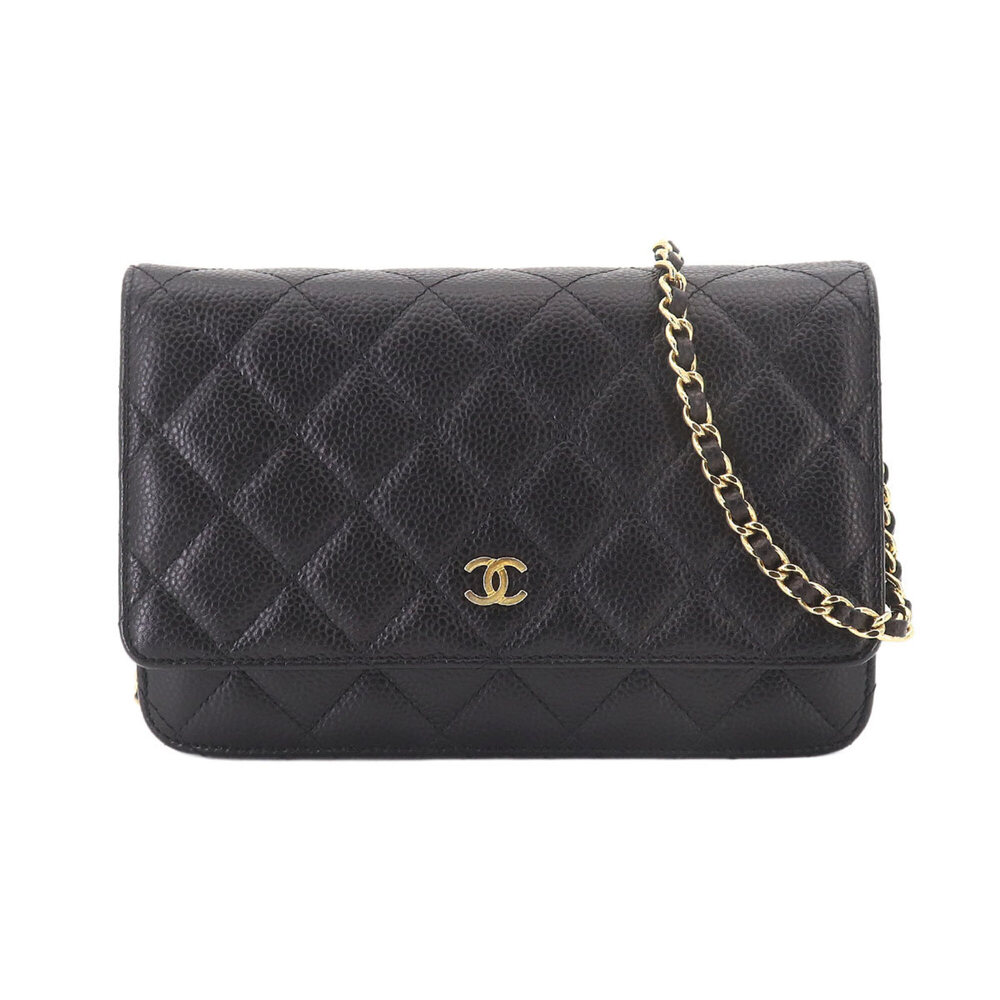 CHANEL Authentic Black Caviar Leather Wallet